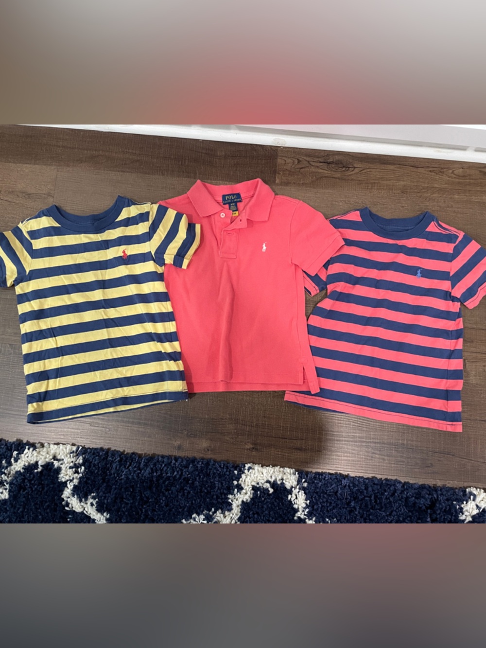 Polo by Ralph Lauren Kids Striped and Polo Shirt Set in Yellow, Navy, Coral
